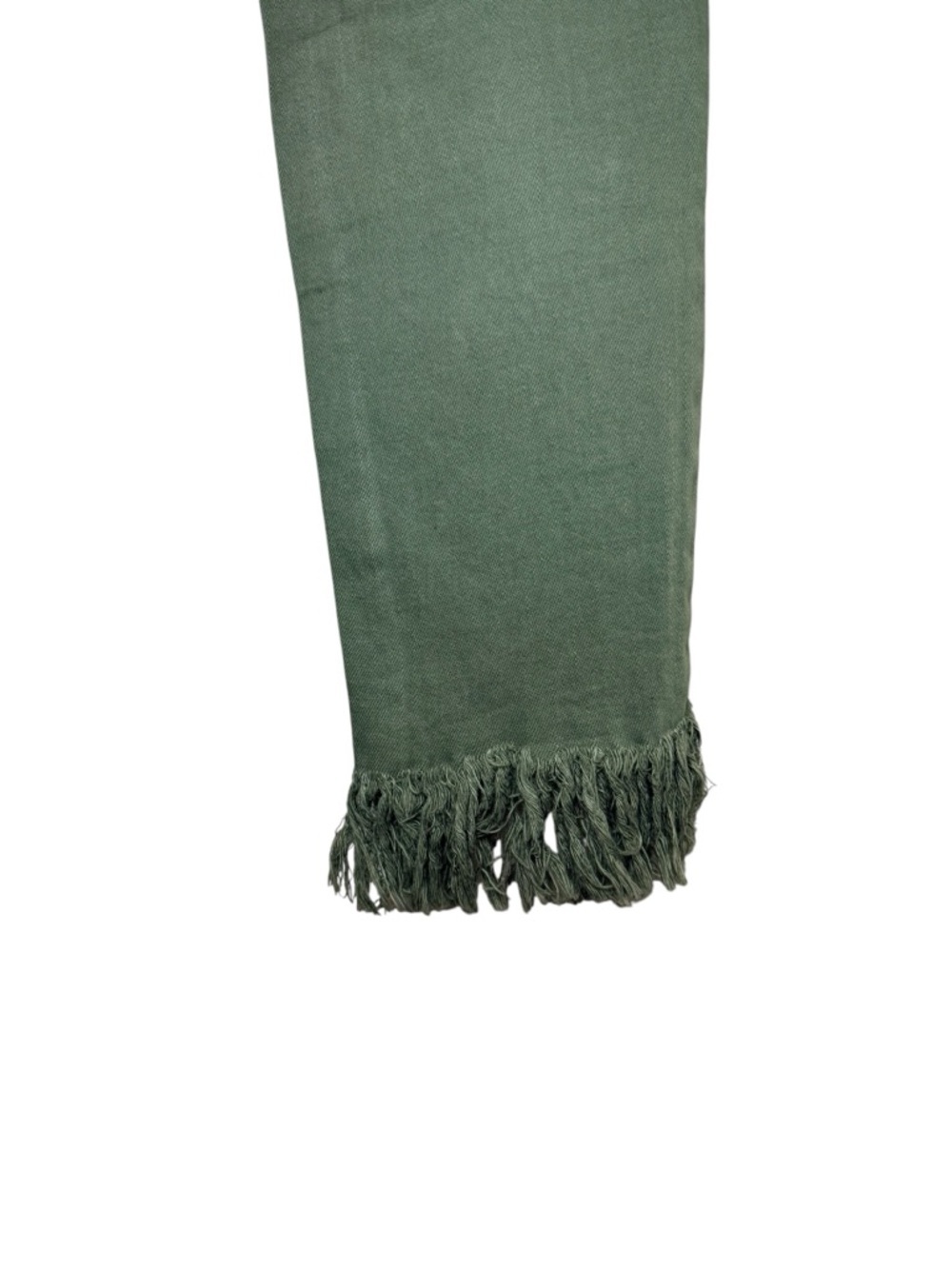 Free People Olive Green Distressed Jeans Frayed Hem Size 25 Boho Raw Hem - Picture 6 of 9